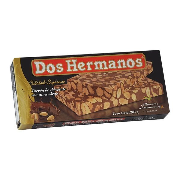 TURRÓN CHOCOLATE CON ALMENDRAS DOS HERMANOS 200G